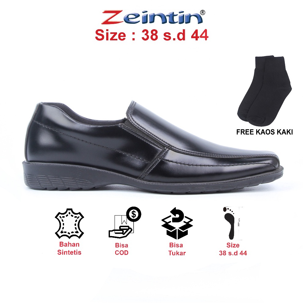 Terbaik Zeintin  Sepatu Pantofel Pria Hitam Sepatu Pantofel Slip On pria Terbaru Zeintin BJ