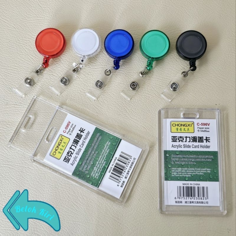 

Tempat Kartu Id Card Akrilik Sliding Bening 2 Sisi Plus Yoyo Gantungan Id Card