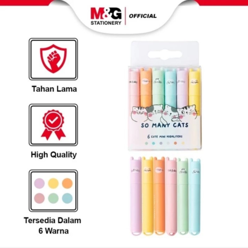 

Ay00! M&G So Many Cats Mini Highlighter / Stabilo Mini M&G 6 Warna