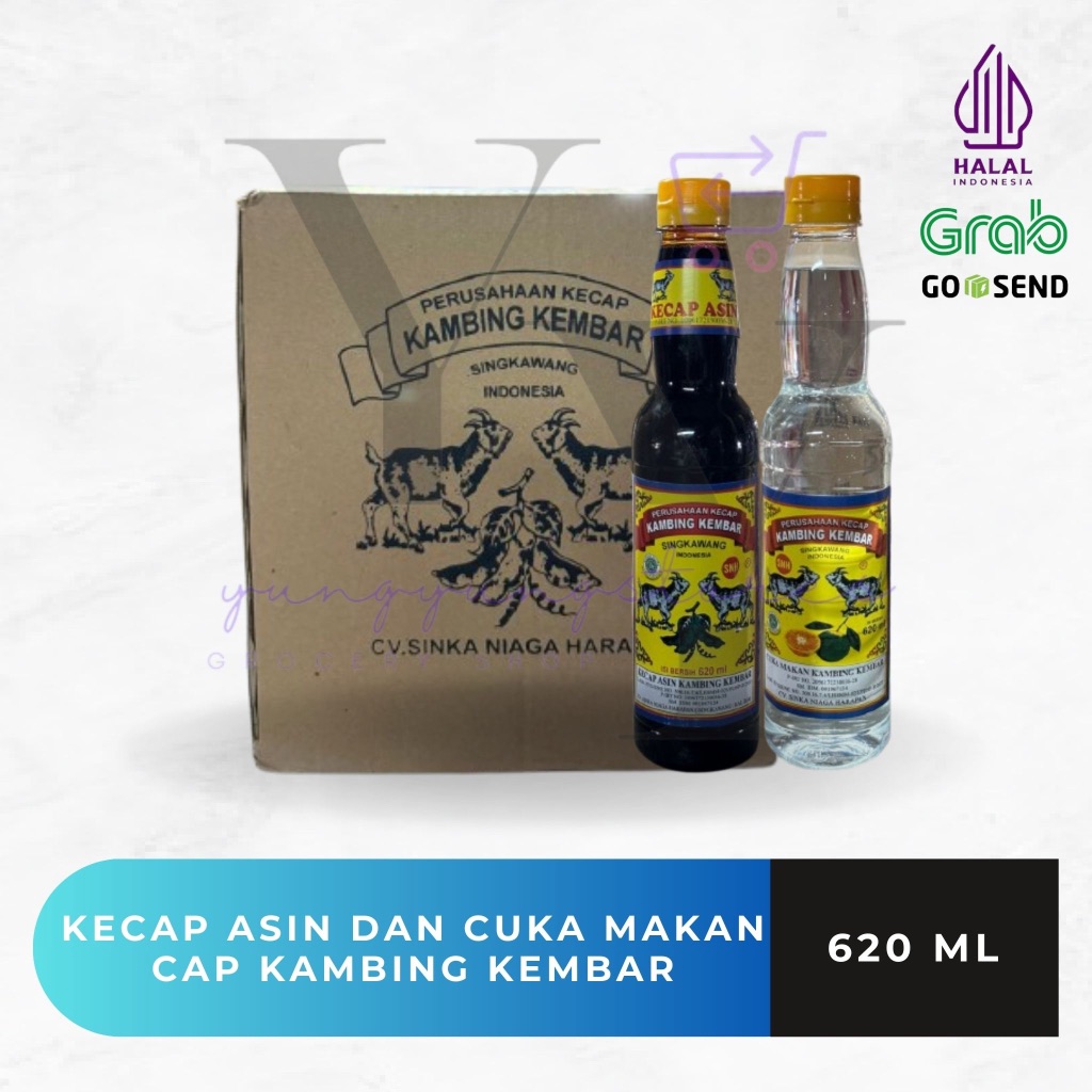 

1 Dus Isi 12 Botol Kecap Asin / Cuka Makan Singkawang Kalimantan Cap Kambing Kembar / Dua 620 ml