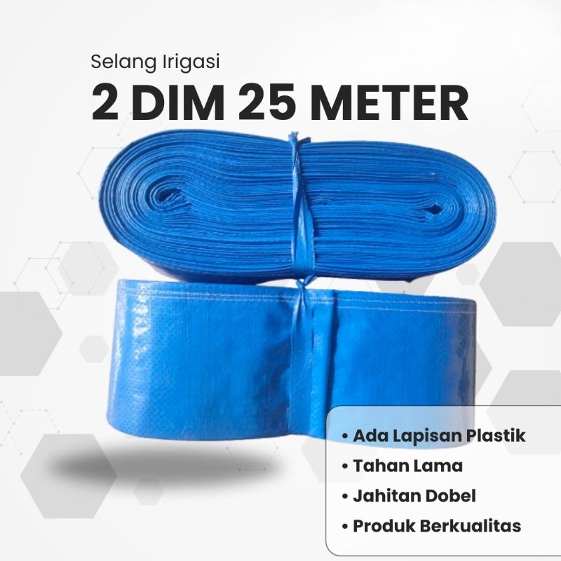 Selang Irigasi 2 Dim 25 Meter/ Selang Terpal Plastik 2 Dim/ Selang Drip/ Selang Sawah/ Selang Pengai