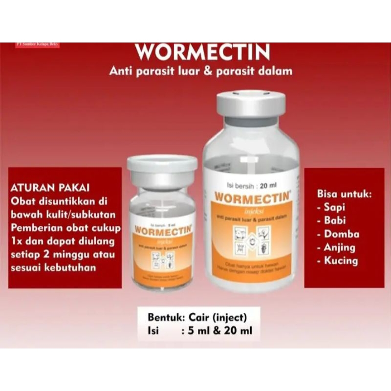 WORMECTIN INJEK OBAT HEWAN GUDIK KUDIS KUTU SCABIES CAPLAX DLL