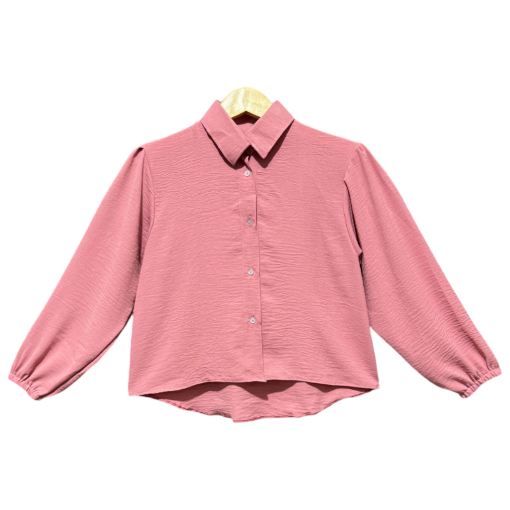 Atasan Kemeja Wanita Crop Top Lengan Kerut Crinkle AirFlow Premium