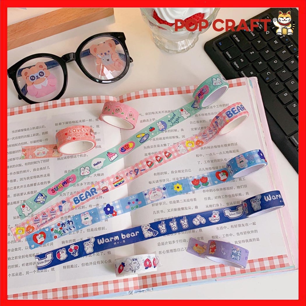 

PC Washi Tape Mini Aesthetic Washitape Cartoon Lucu 1 Pc Lakban Mini Lakban Lucu Motif Karakter WT02