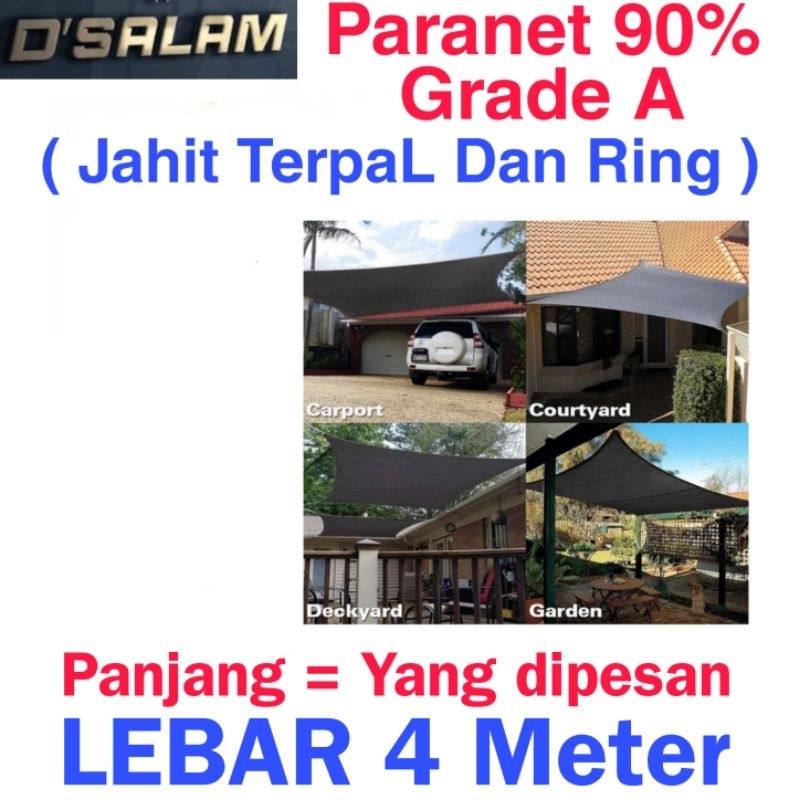 Paranet 90% Grade A JAHIT TERPAL + Ring ( Eceran ) Lebar 4 meter PARANET