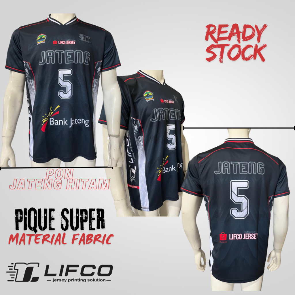 LIFCO JERSEY ORIGINAL PON JATENG HITAM SERIES (TIDAK BISA CUSTOM NAMA)