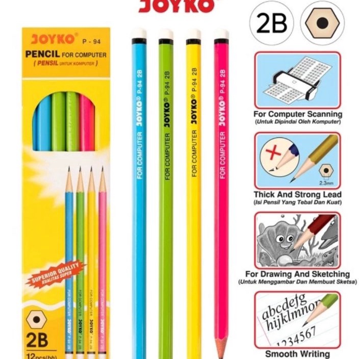 

GROSIRAN MURAH Pensil 2B P94 Warna Neon Grosir 12 Pcs