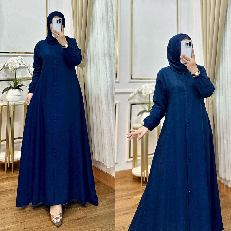CUCI GUDANG Gamis Wanita Abaya Babydoll Fatimah Bahan Katun Polo Linen Super Soft [NO HIJAB] -