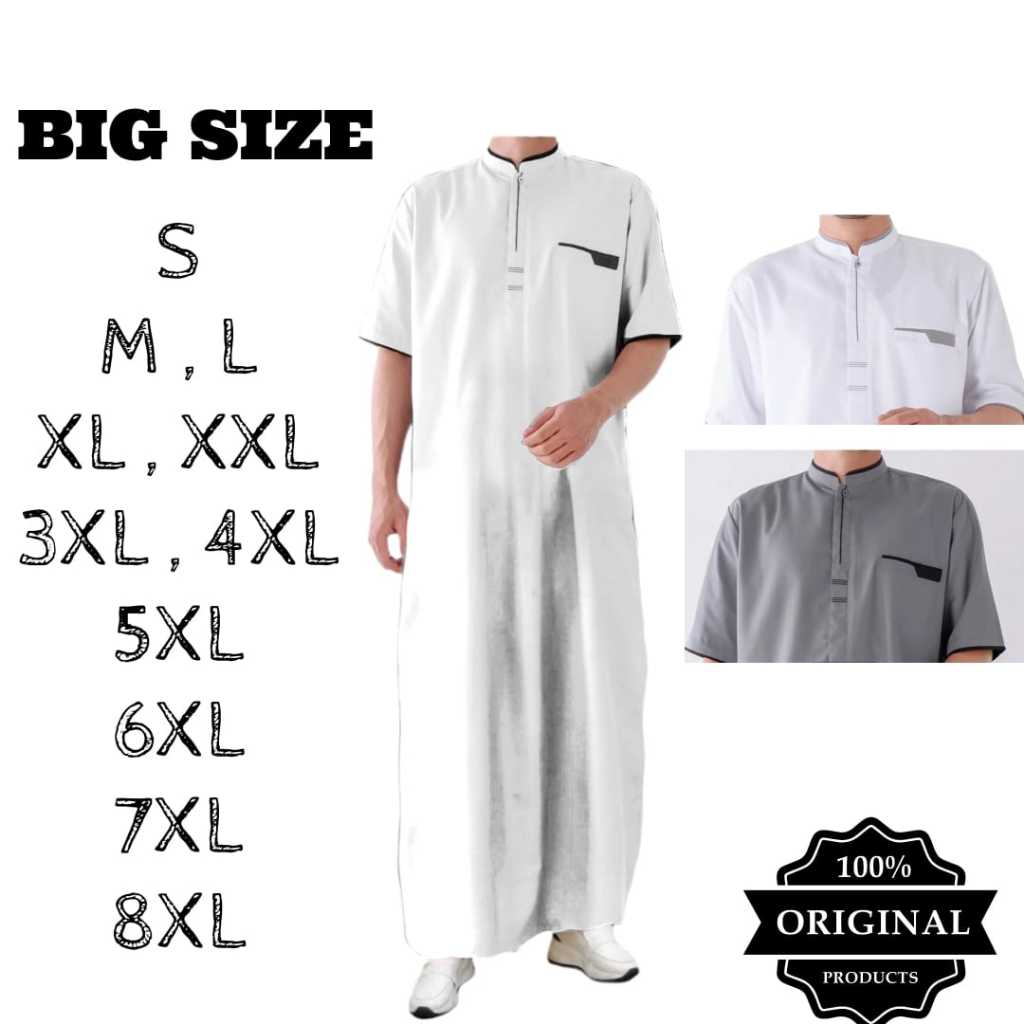 JUBAH LENGAN PENDEK SIZE JUMBO BAJU PRIA JUBAH PRIA