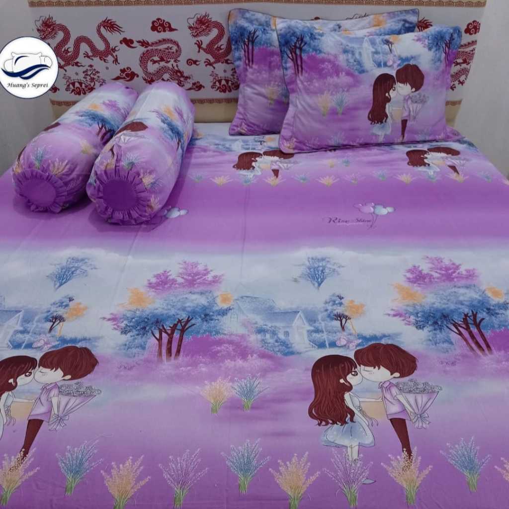 Huang’s Sprei katun jepang homemade rumbai motif Bunga 30x200x200_30x180x200 HSKJ236rumbai