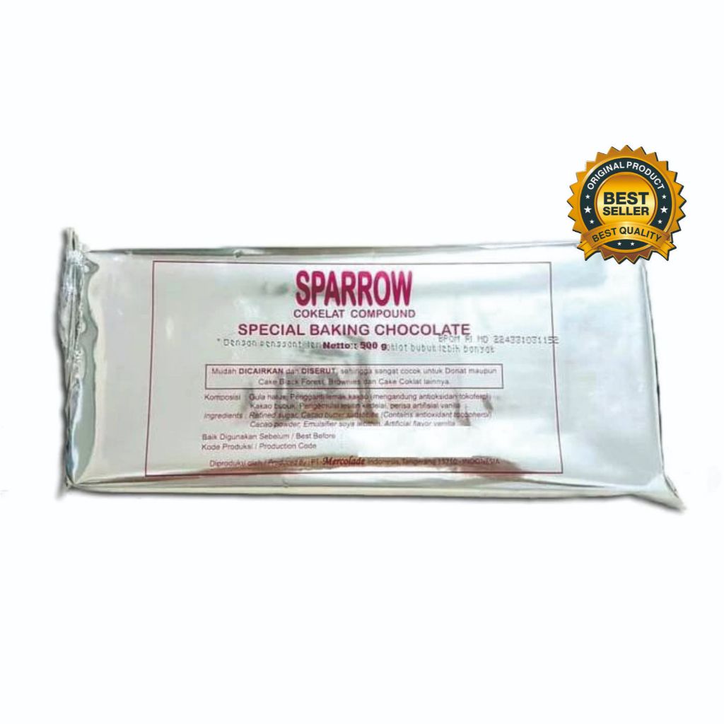 

Sparrow Dark Chocolate Compound 500gr – Coklat Block Baking / Cokelat Blok Sparrow / Coklat Batang Sparrow 500gr