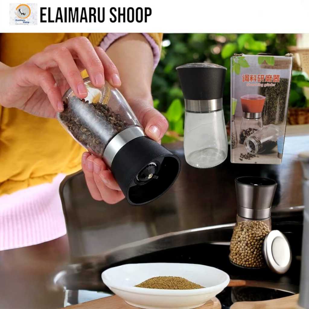 Grinder Blender Penggiling Bumbu Merica Botol kaca Putar Manual