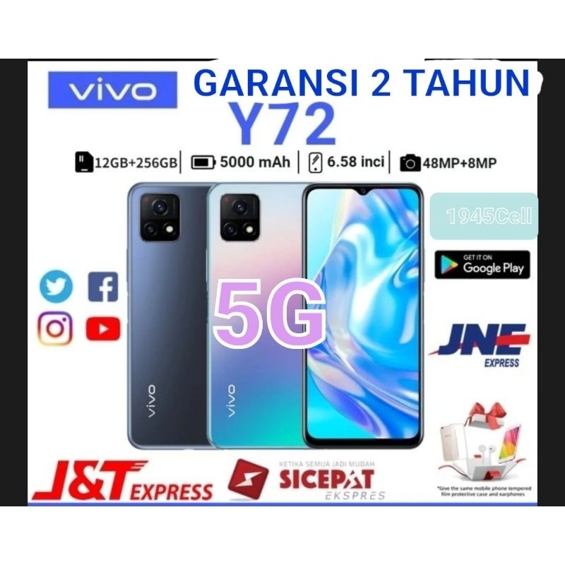 PROMO VIVO Y72 5G 12GB 256GB ORI FULL SET GARANSI 2 TAHUN