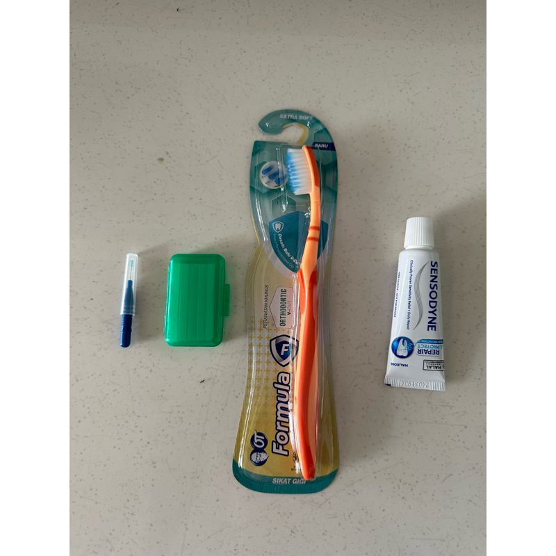 Bundle (B) Ortho kit / Behel Kit (Sikat gigi behel Formula, Wax ortho, Sikat interdental )