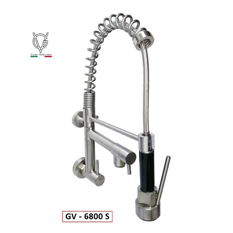 Kran dapur cuci piring flexible tembok/Kran cuci piring tembok stainless