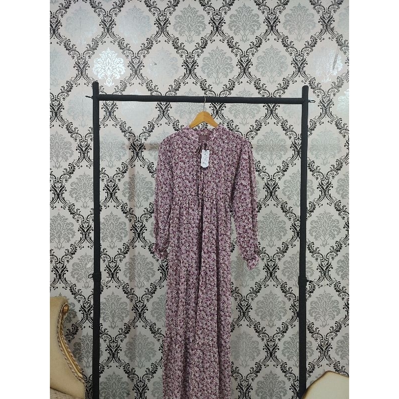 GAMIS MOTIF BUNGA PINK (Dini Ungu)