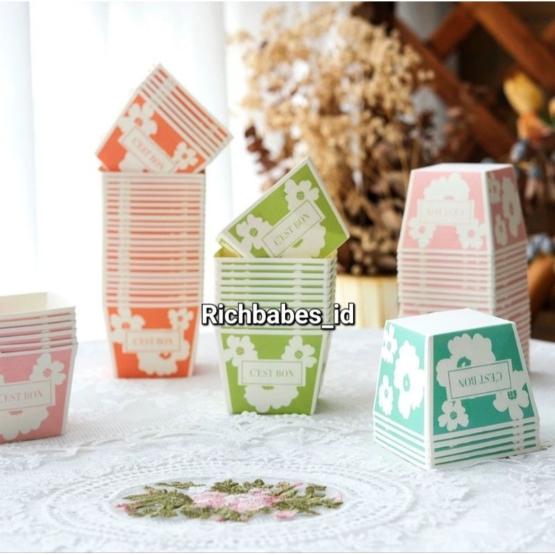 Paper Cupcake Case Kotak Kue Muffin Hokkaido Lava Cake Roti Bluder Packaging kue bruder
