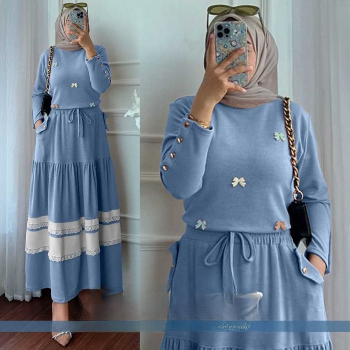 Setelan Wanita Jumbo Claudia Set BO Bahan Kain Knit Aster Size M L XL XXL One Set Wanita Korean Styl