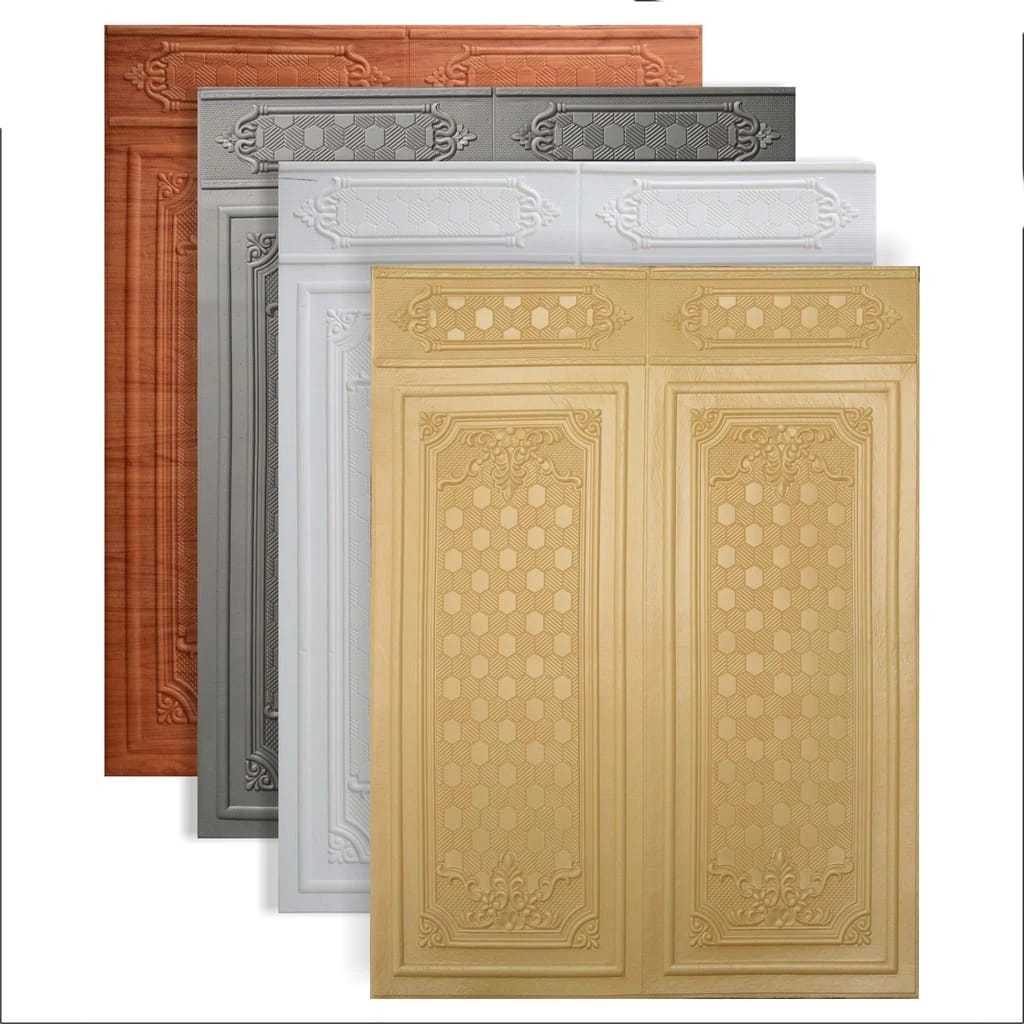 Wallpaper Dinding 3D Brick Foam Wallfoam Motif Pintu Jati