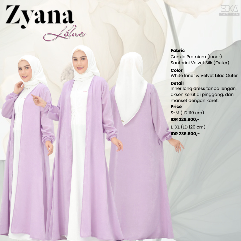 Gamis Long Dress Zyana Lilac - Fashion Muslim