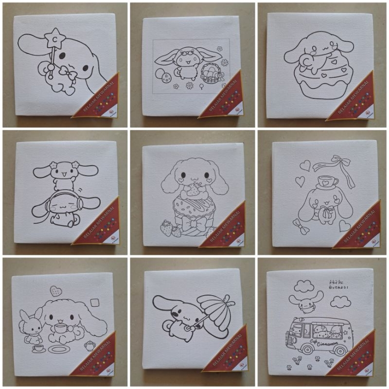 

SPECIAL CINAMOROLL !! TANPA CAT MAINAN ANAK KANVAS LUKIS 20x20 BISA REQUEST GAMBAR