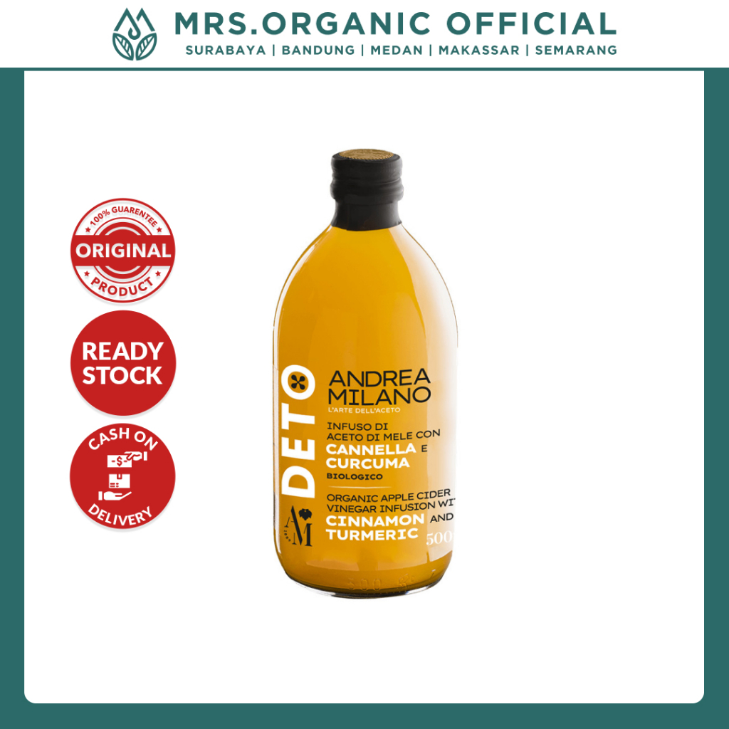 

Cuka Apel Kayu Manis Kunyit Andrea Milano Organic Infusion Apple Cider Vinegar With Cinnamon & Turmeric 500ml - Minuman Cuka Apple Organik Mix Kayu Manis dan Kunyit Minuman Detox Hidup Sehat Alami Infuse Water