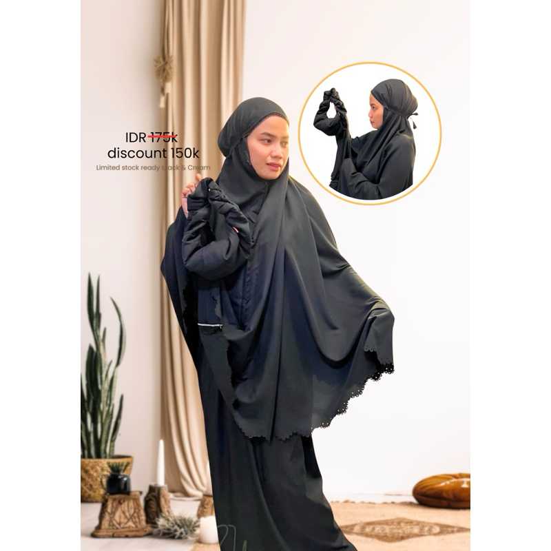 Mukena Hitam/Mukena polos Cream