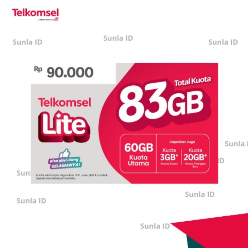 Kartu Telkomsel Lite 83gb | 30 Hari