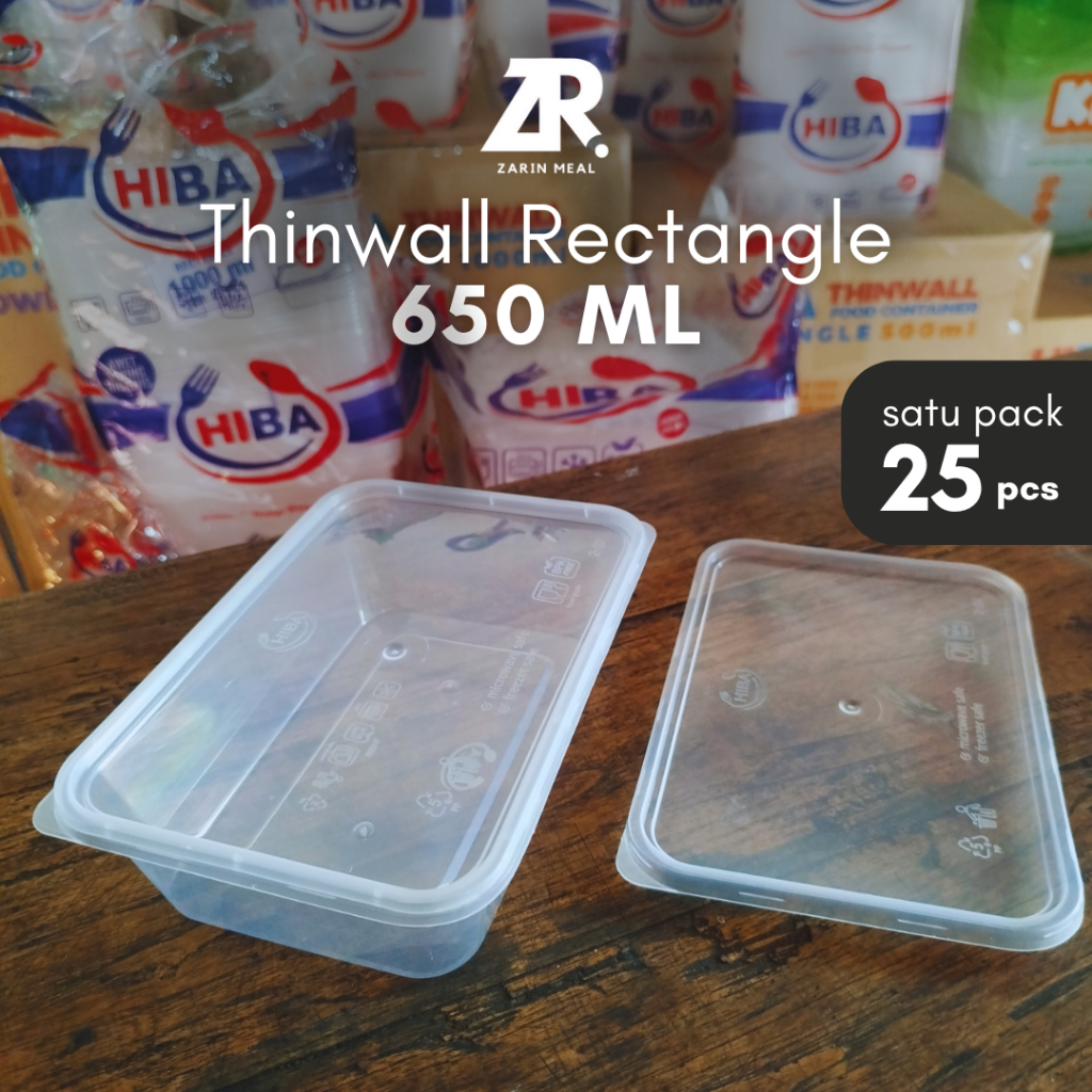 Kotak Makan Plastik Bening Thinwall 650 ml Persegi Panjang