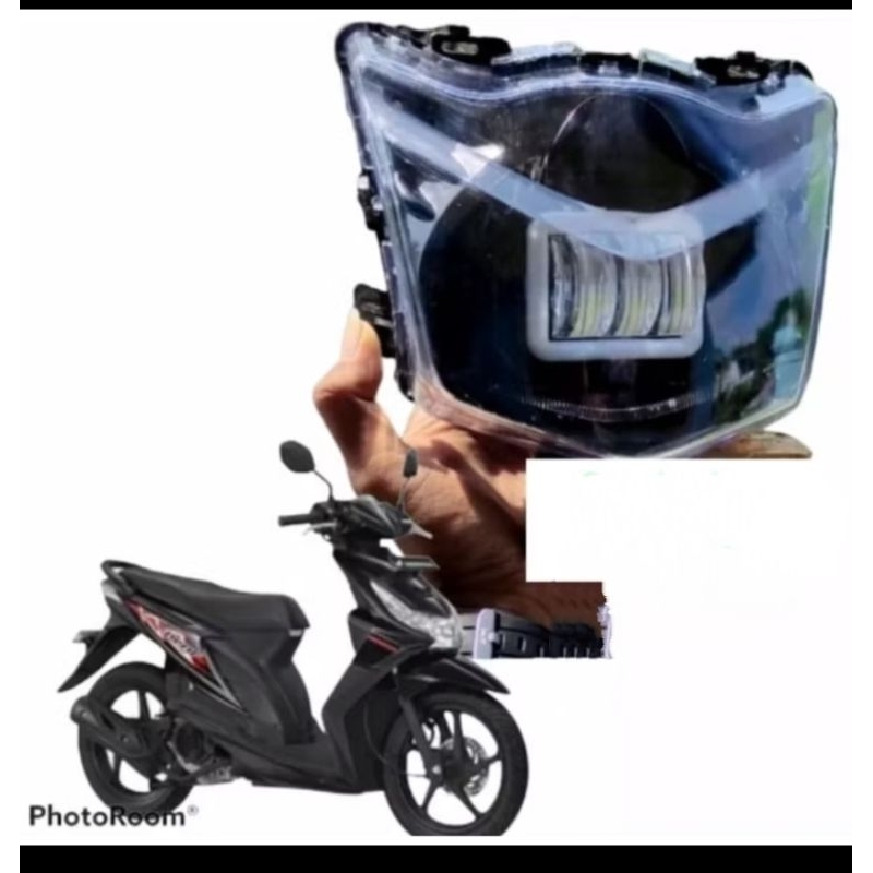 Damaker beat karbu lampu depan 3 lensa fuul set refektor lampu depan beat karbu beat lama dasar hita