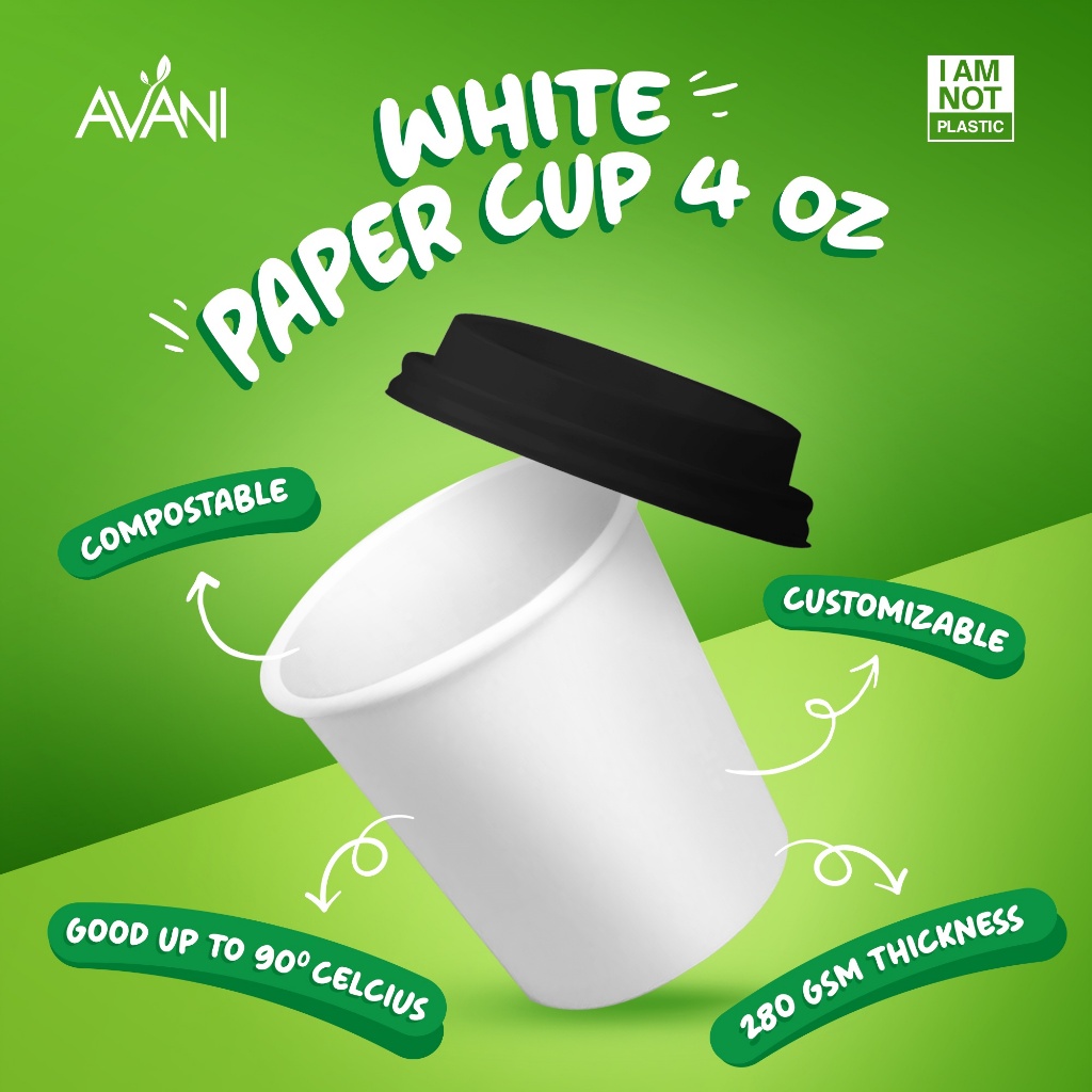 Avani - Gelas Kertas 4 oz Ramah Lingkungan - Paper cup 4 oz Eco friendly