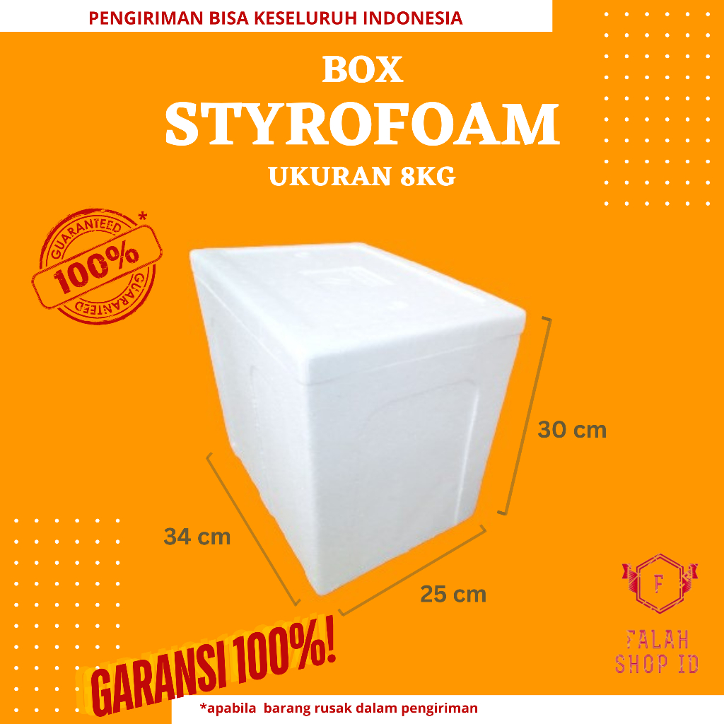 [KHUSUS KIRIM LUAR KOTA] STYROFOAM BOX 8 KG BM Medium / BM UK 34 x 25 x 30 CM / Box Es Batu / Box Es