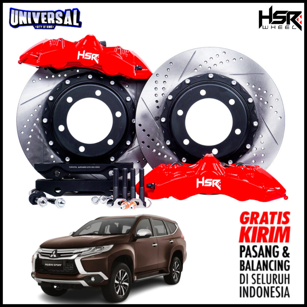 PIRINGAN CAKRAM BBK MITSHUBSHI PAJERO SPORT (BBK RED HSR 4 PISTON MZ9200 FRONT 330X28 DRILED SLOTED)