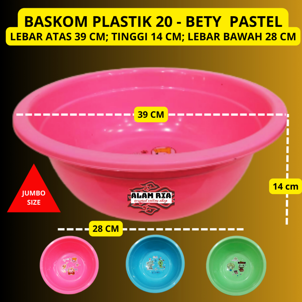 BASKOM PLASTIK JUMBO 20 / BASKOM PLASTIK BETY PASTEL 20 / PROMO PEMBELIAN 10 PCS GRATIS 2 PCS / HARG