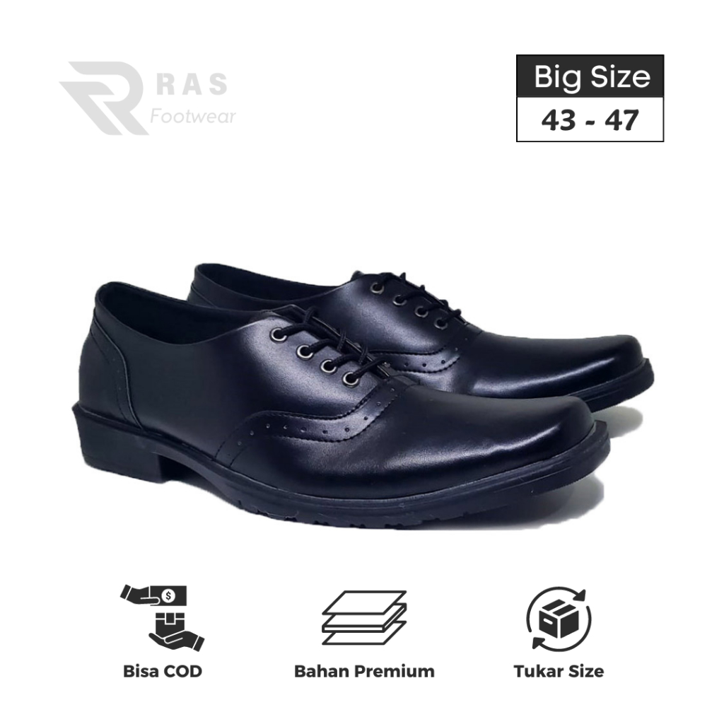 RAS Padopa - Big Size 43-48 Sepatu Oxford Pria | Sepatu Pantofel Kulit Asli Premium Original Formal