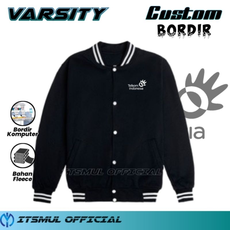Jaket Varsity Telkom Indonesia Bordir Custom