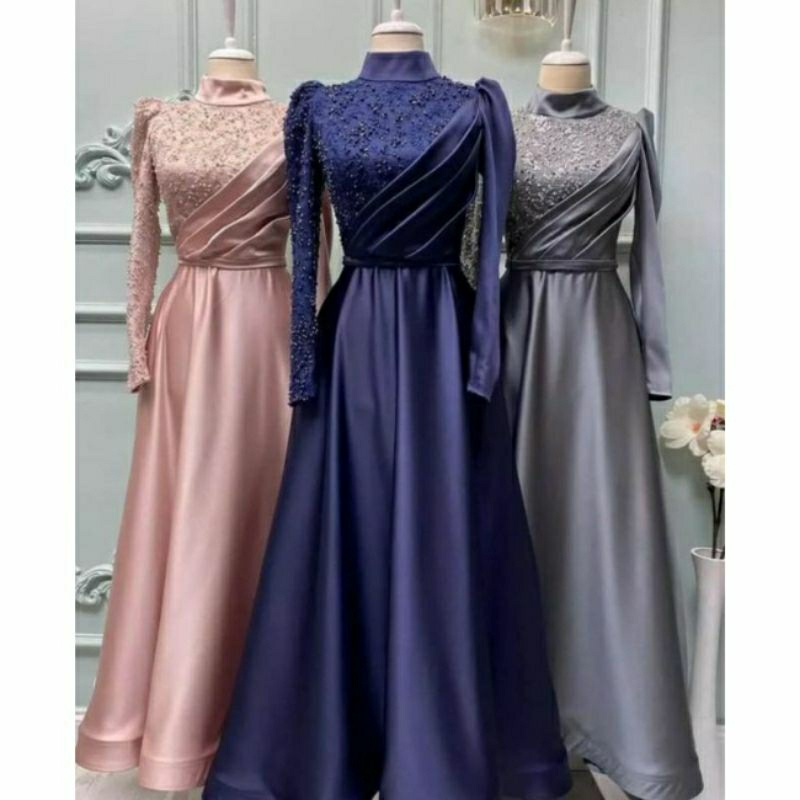 GAUN MEWAH_ BAHAN SATIN MAXMARA_ GAUN  PRE ORDER
