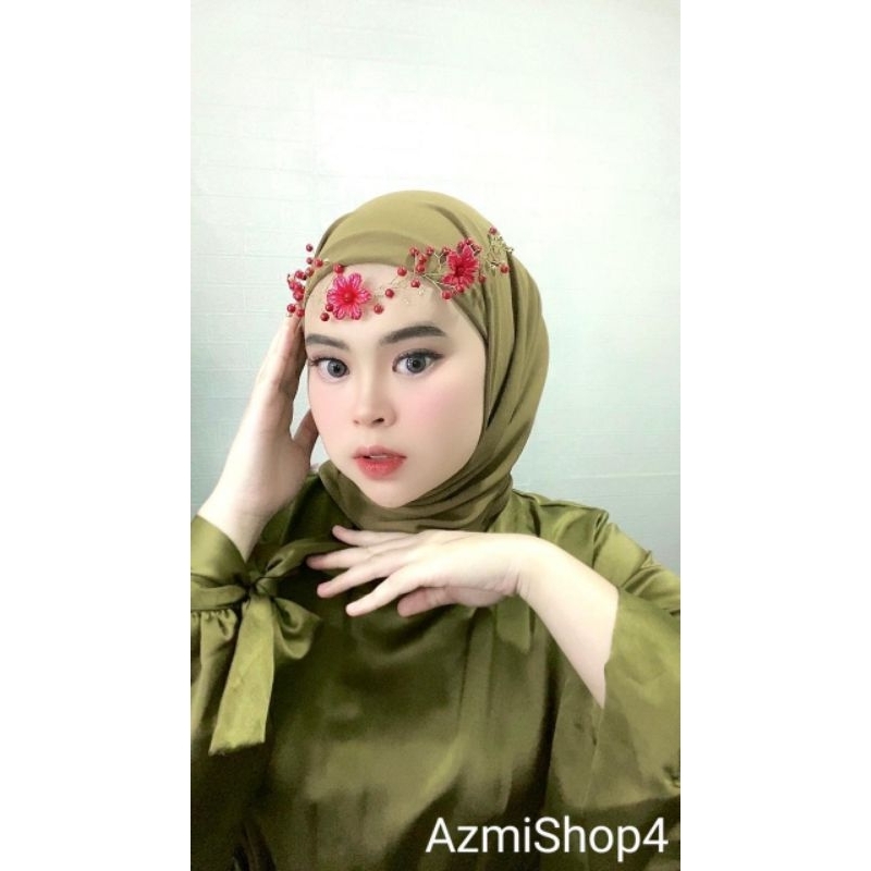 Headpiece Bunga Ceper merah besar - Mahkota Murah - Aksesoris Hijab - Hiasan Wedding