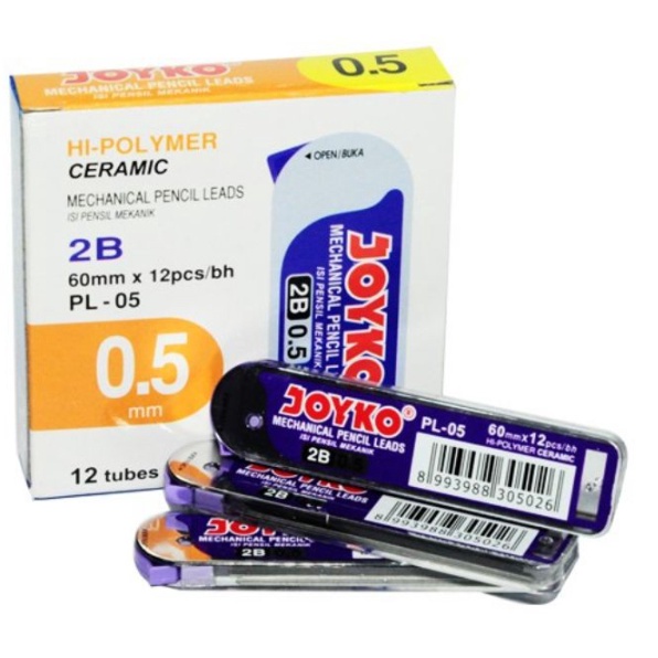 

HARGA TERJANGKAU 12 tube ISI PENSIL MEKANIK 2B 5mm ISI ULANG REFILL PENSIL CETEK