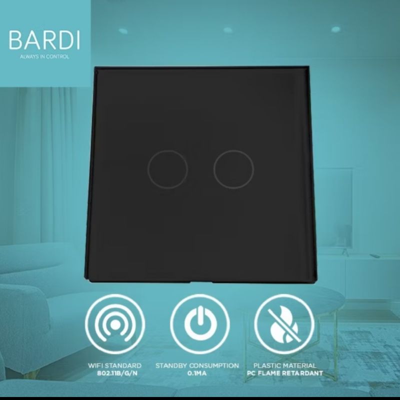 Bardi Official Smart Light Wallswitch Touch Wifi - Eu 2 Gang White/Black Garansi Resmi Bardi 1 Thn