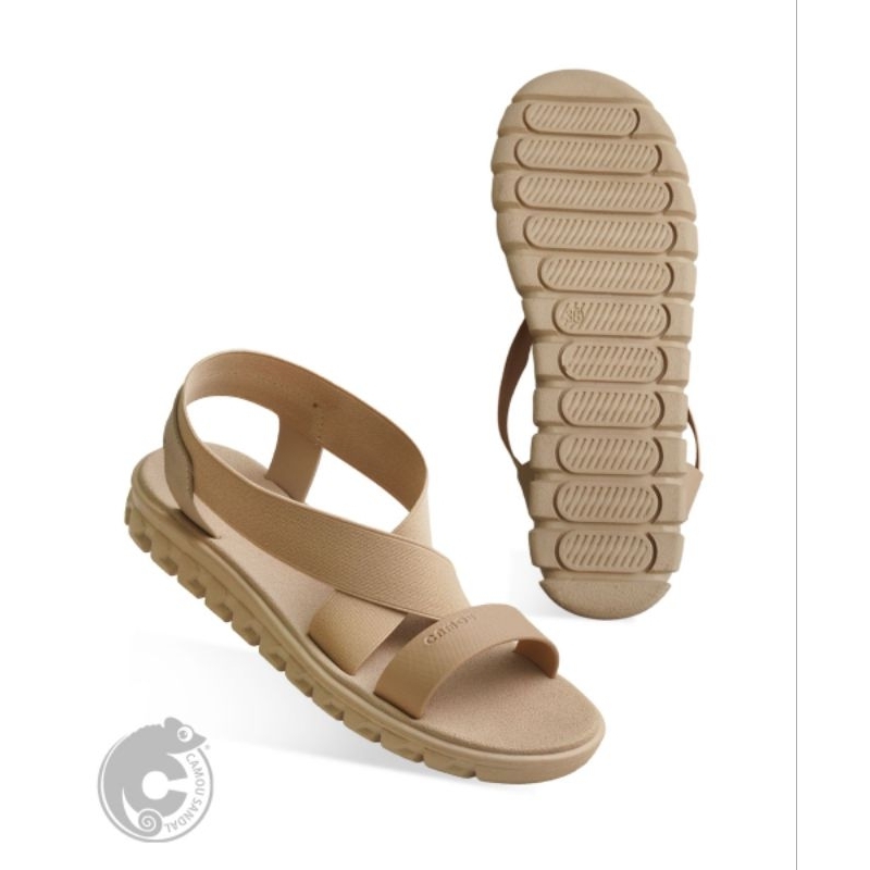 Scarlet Beige Sandal wanita Dari bahan perpaduan karet dan plastik