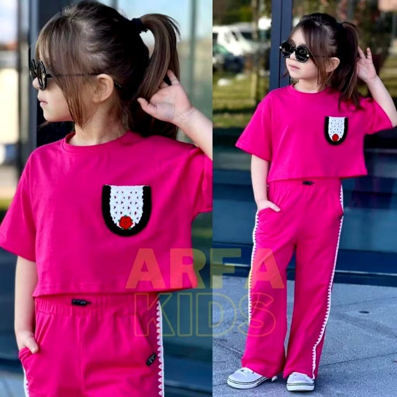 SETELAN ANAK PEREMPUAN CROP RENDA 1-6TAHUN