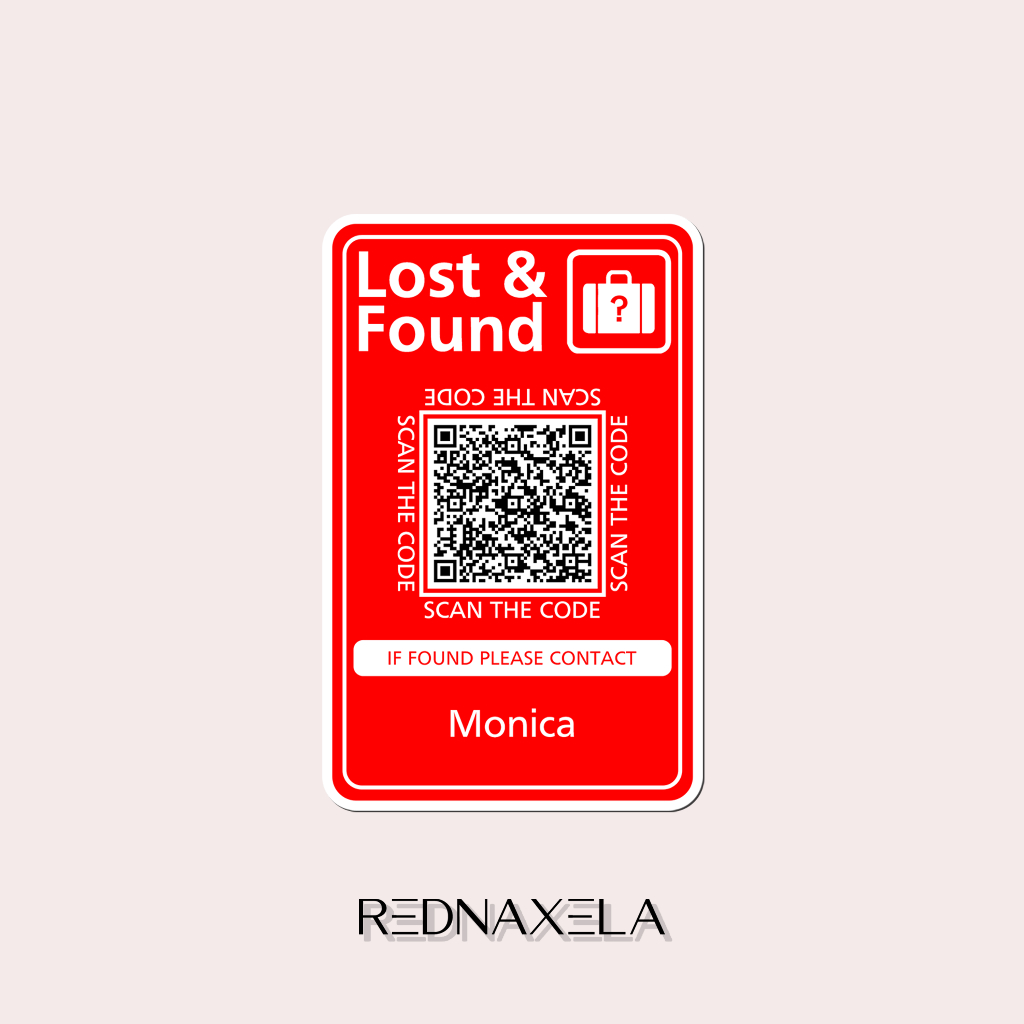 

Stiker Vinyl Lost & Found with QR Code Personalized Stiker Koper Durable Waterproof Outdoor Quality