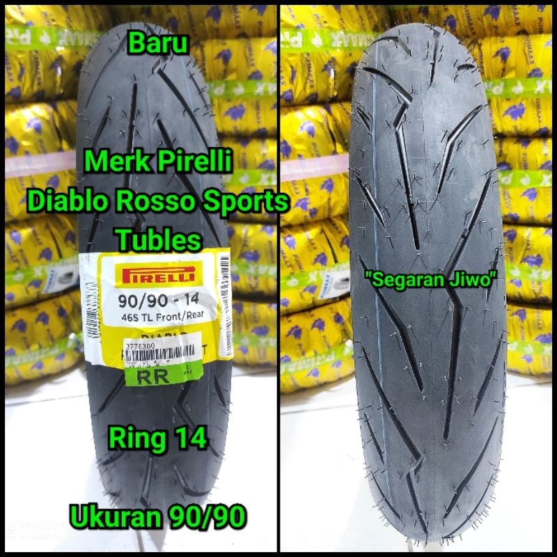 Ban tubles matic ring 14 ukuran 90/90 merk Pirelli Diablo rosso sport ban belakang honda beat vario 