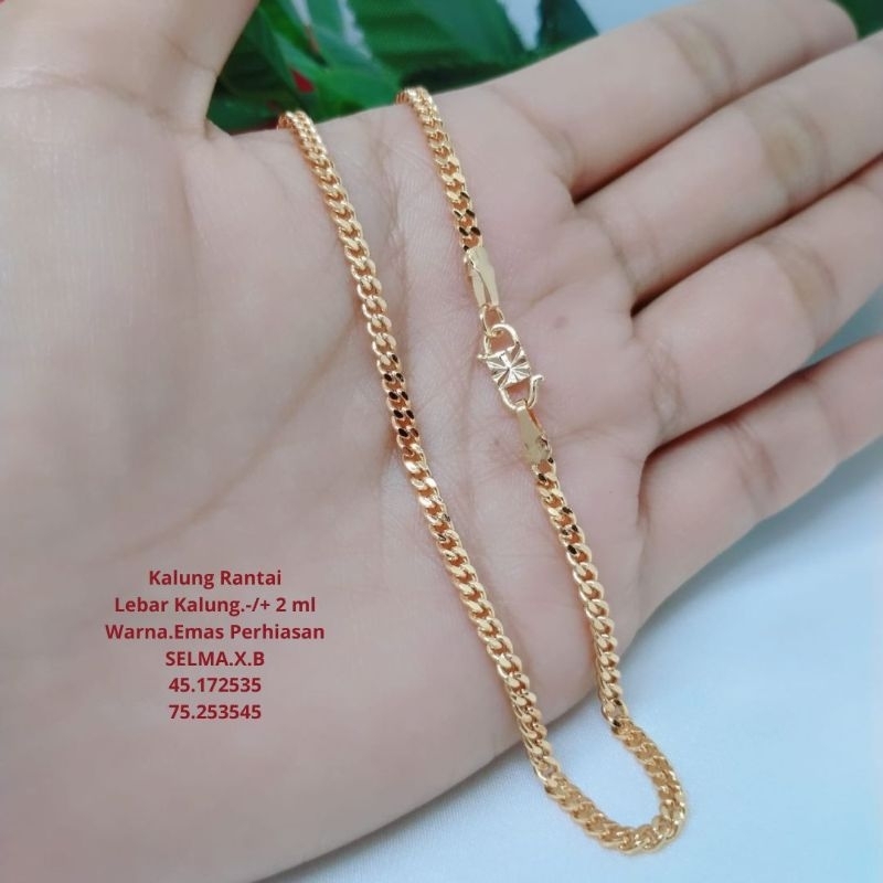 kalung rantai panjang 75cm lapis emas titanium rodium