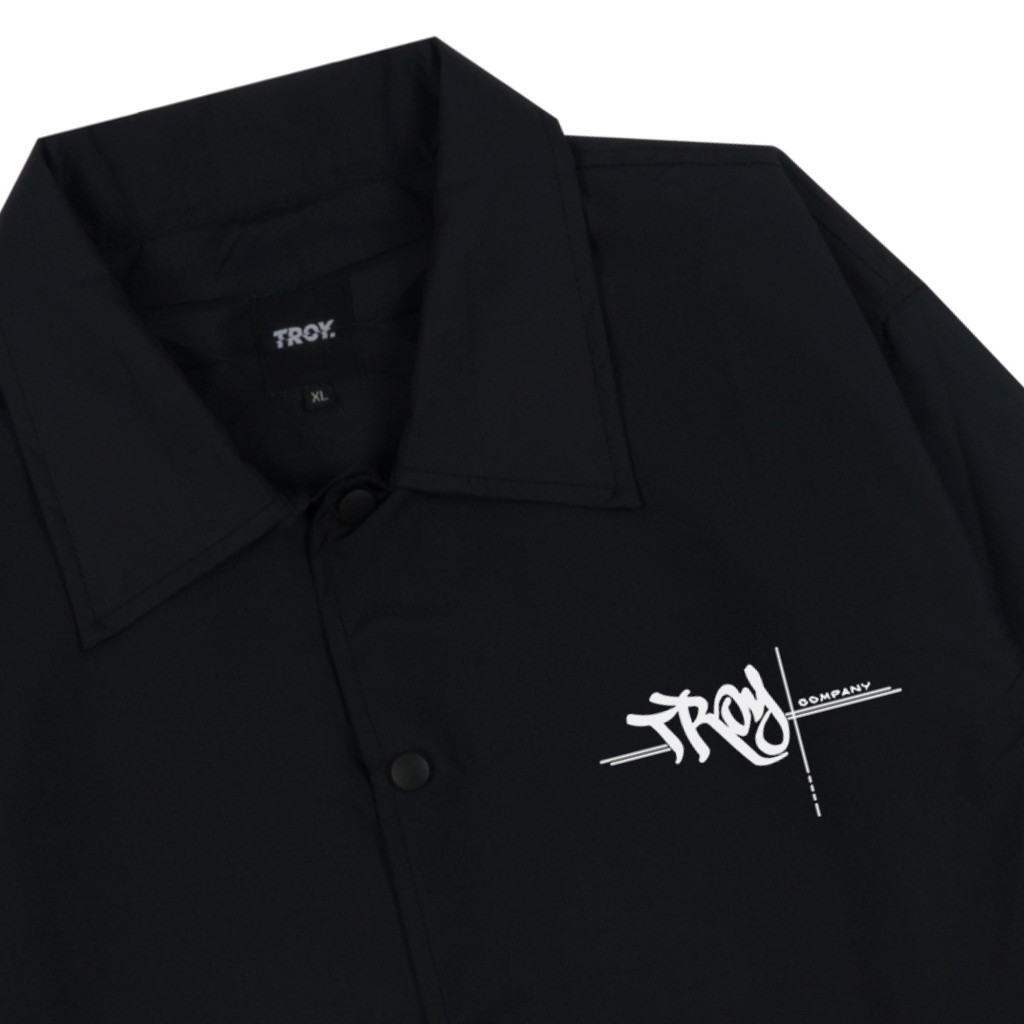 Troy Company Coach Jacket Black EKG - Jaket Windbreaker Hitam WNN 2712