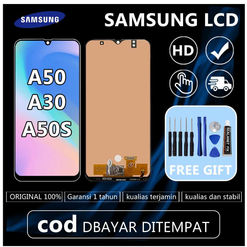 100% ORIGINAL ( ORIGINAL ) LCD SAMSUNG A50 / A50S / A30 FINGER PRINT TOUCHSCREEN ORIGINAL 100% FULLS