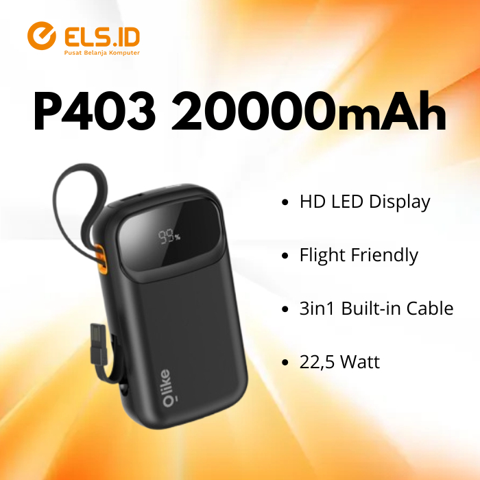 Olike P403 Powerbank 20000mAh 22.5W with Built-in Cable