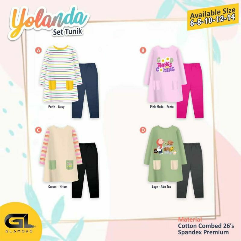 set tunik anak perempuan,Yolanda set tunik,setelan legging anak perempuan,setelan tunik cantik,ukura
