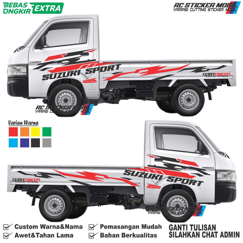 promo stiker pick up mobil suzuki new carry sticker bodi samping bak belakang terbaru